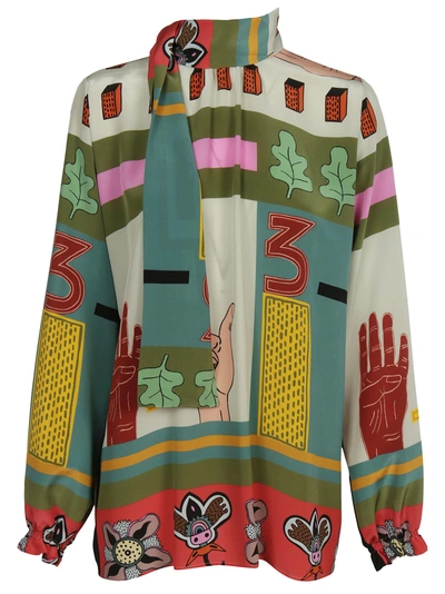 Shop Valentino Counting Three Printed Blouse In Multicolor