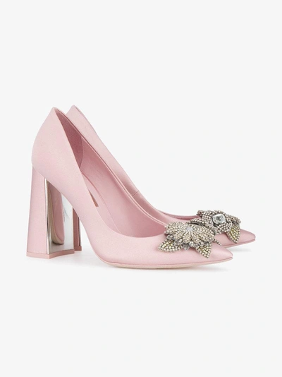 Shop Sophia Webster Pink Lilico 105 Satin Pumps In Pink&purple