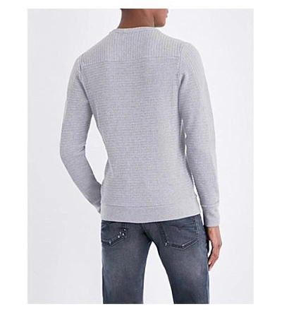 Shop Diesel S-jerry Waffle-knit Cotton Sweatshirt In Dark Grey Melange