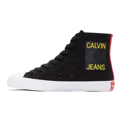 Shop Calvin Klein 205w39nyc Black Canvas Canter High-top Trainers