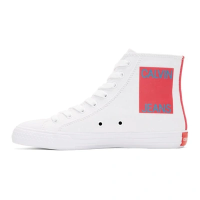 Shop Calvin Klein 205w39nyc White Canvas Canter High-top Sneakers