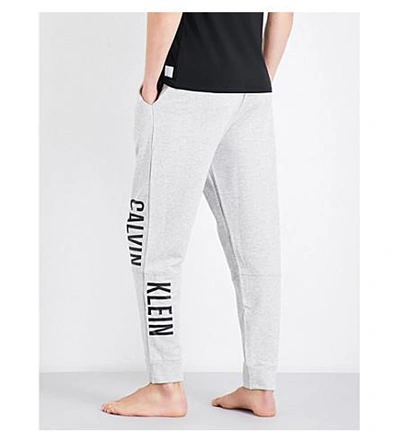 Shop Calvin Klein Logo-print Cotton-blend Track Pants In Lt Grey