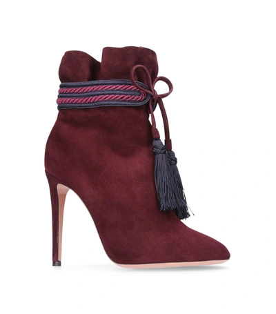 Shop Aquazzura Suede Shanty Ankle Boots 105 In Blue