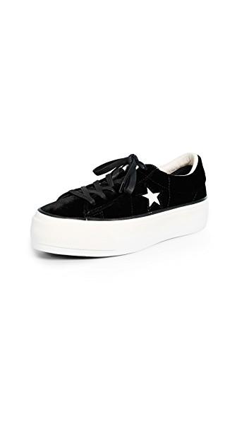 converse one star velvet platform low top sneaker