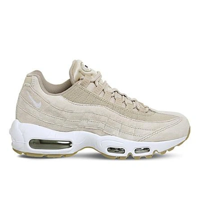 Shop Nike Air Max 95 Suede And Mesh Trainers In Oatmeal White Suede