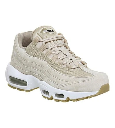 Shop Nike Air Max 95 Suede And Mesh Trainers In Oatmeal White Suede