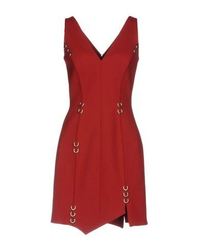 Shop Mugler Short Dress In Brick Red