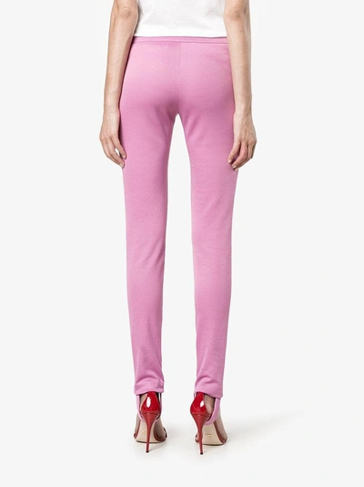 Shop Gucci Jersey Stirrup Leggings With Web In Pink&purple