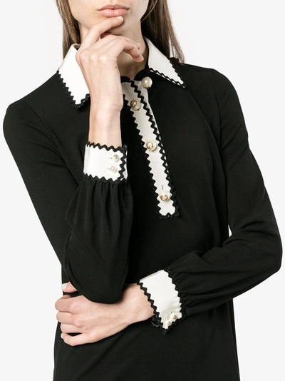 Shop Gucci Button Placket Dress In Black