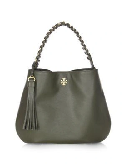 Shop Tory Burch Brooke Leather Hobo In Black