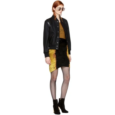 Shop Balmain Black And Gold Velvet Miniskirt In C5345 Noir/dor