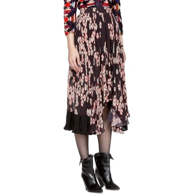 Shop Isabel Marant Multicolor Floral Pleated Wilny Skirt In 86dp Dark Purple