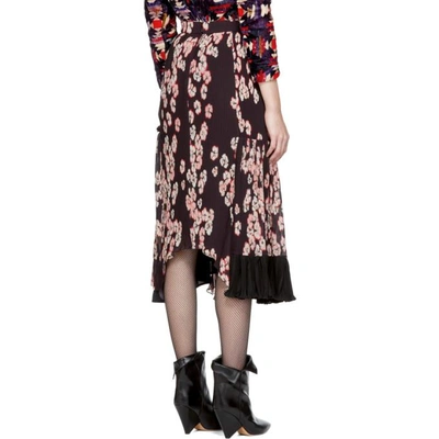 Shop Isabel Marant Multicolor Floral Pleated Wilny Skirt In 86dp Dark Purple