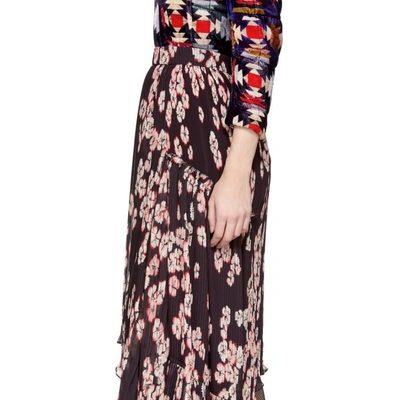 Shop Isabel Marant Multicolor Floral Pleated Wilny Skirt In 86dp Dark Purple