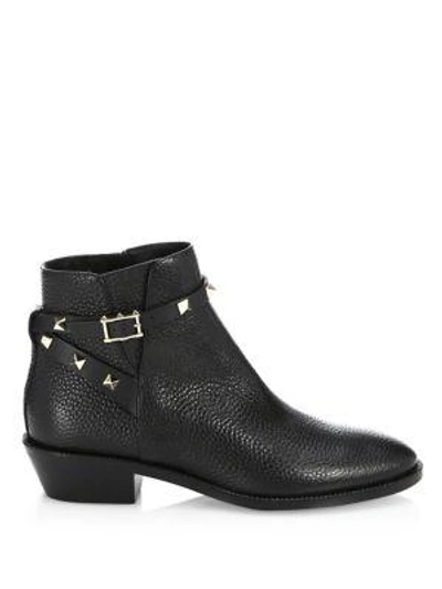 Shop Valentino Leather Ankle Booties In Black