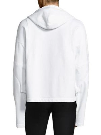 Shop Helmut Lang Distorted Cotton Hoodie In White
