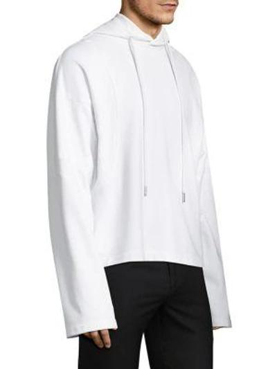 Shop Helmut Lang Distorted Cotton Hoodie In White
