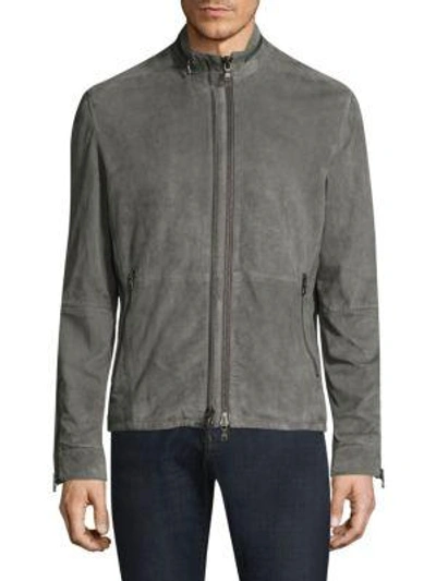 Shop John Varvatos Suede Jacket In Grey