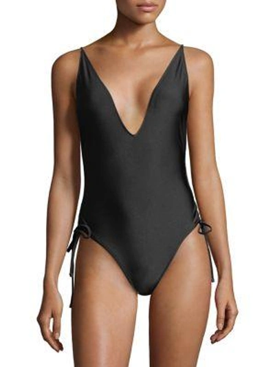 Shop Zimmermann Prima Ruched One-piece Swimsuit In Noir