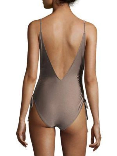 Shop Zimmermann Prima Ruched One-piece Swimsuit In Noir