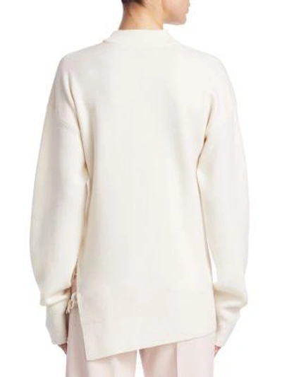 Shop Carven Oversized Wool Chain Link Sweater In Antique White