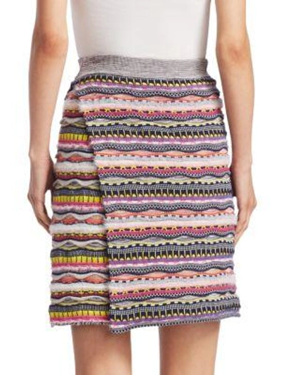 Shop Carven Rainbow Wrap Knit Skirt In Multi