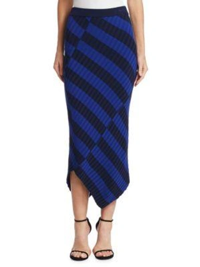 Shop Altuzarra Mallory Asymmetrical Knit Skirt In Dark Blue