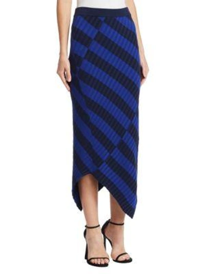 Shop Altuzarra Mallory Asymmetrical Knit Skirt In Dark Blue