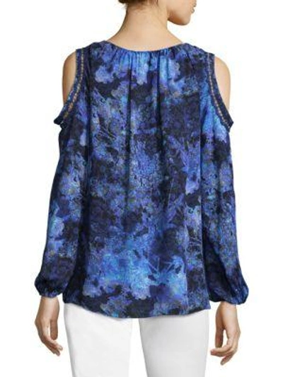 Shop Elie Tahari Cathy Printed Silk Blouse In Blue Printed