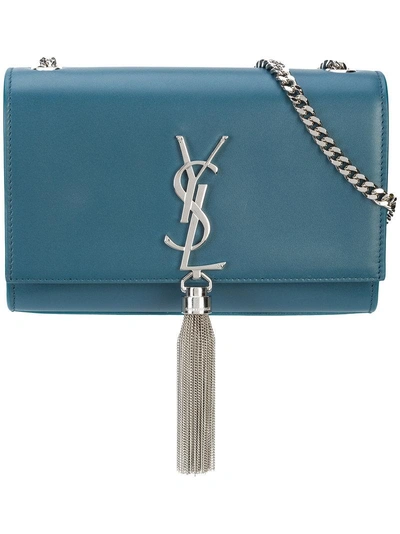 Shop Saint Laurent Kate Chain Tassel Shoulder Bag - Blue