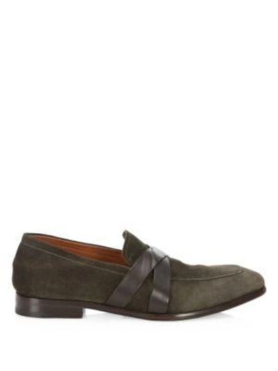 Shop Ermenegildo Zegna Ivo Crossed Stripe Loafer In Brown