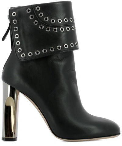 Shop Alexander Mcqueen Black Leather Heeled Ankle Boots