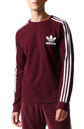 adidas 3 stripe shirt maroon