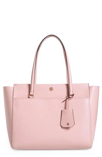Shop Tory Burch Parker Leather Tote - Pink In Pink Quartz Leather / Cardamom