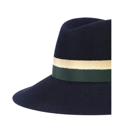 Shop Maison Michel Blue Kate Two-tone Bow Fedora Hat