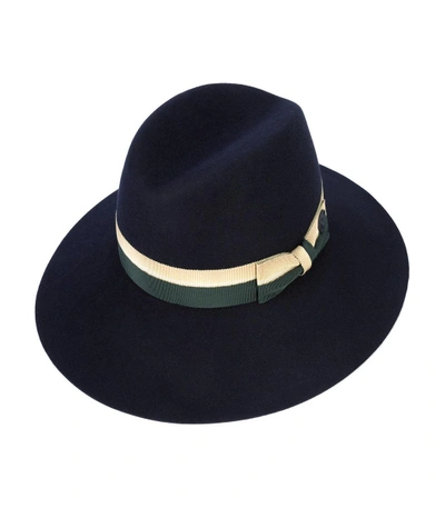 Shop Maison Michel Blue Kate Two-tone Bow Fedora Hat