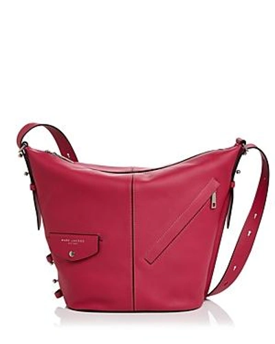 Shop Marc Jacobs The Sling Leather Hobo In Hibiscus/silver