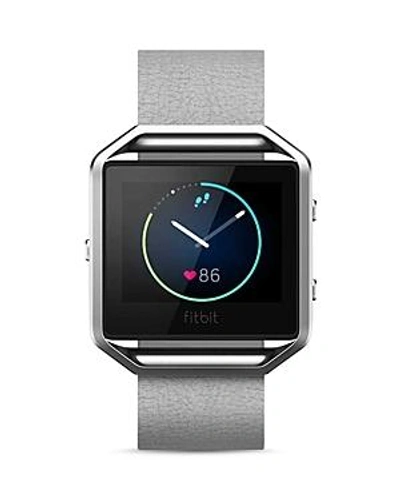 Shop Fitbit Blaze Leather Accessory Band In Mist Grey