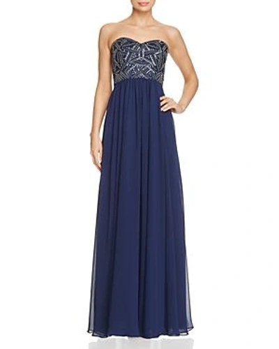 Shop Decode 1.8 Embellished Bodice Gown In Navy