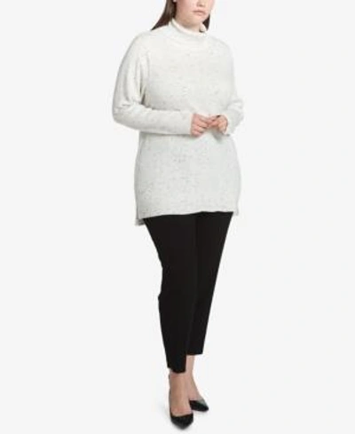 Shop Calvin Klein Plus Size Turtleneck Sweater In Soft White