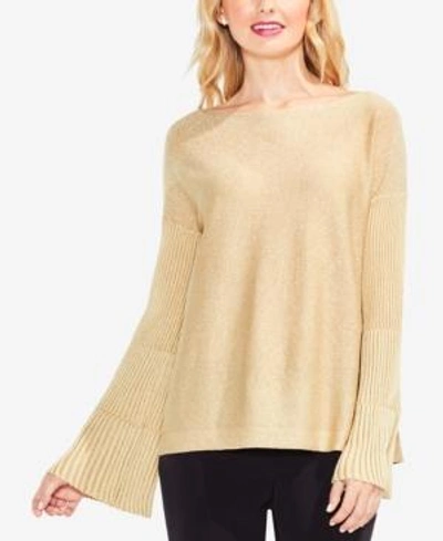 Shop Vince Camuto Metallic Bell-sleeve Sweater In Bisque