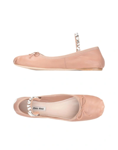 Shop Miu Miu Ballet Flats In Pale Pink