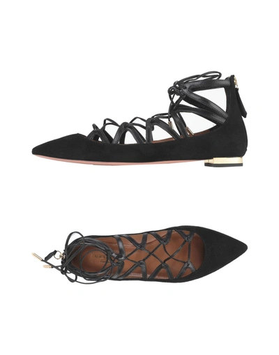 Shop Aquazzura Ballet Flats In Black