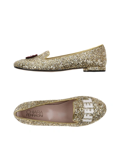 Shop Chiara Ferragni Loafers In Gold