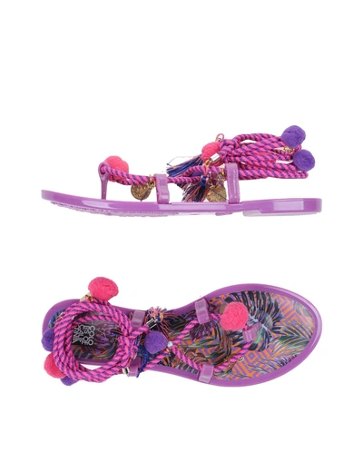 Shop Colors Of California Toe Strap Sandals In Mauve