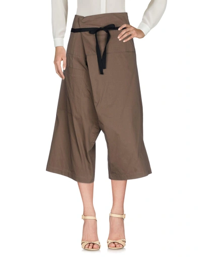 Shop Isabel Benenato Cropped Pants & Culottes In Khaki