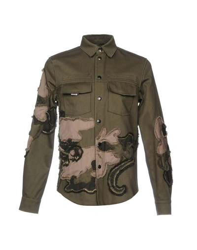 Shop Valentino Solid Color Shirt In Military Green
