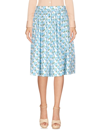 Shop Prada Knee Length Skirt In Sky Blue