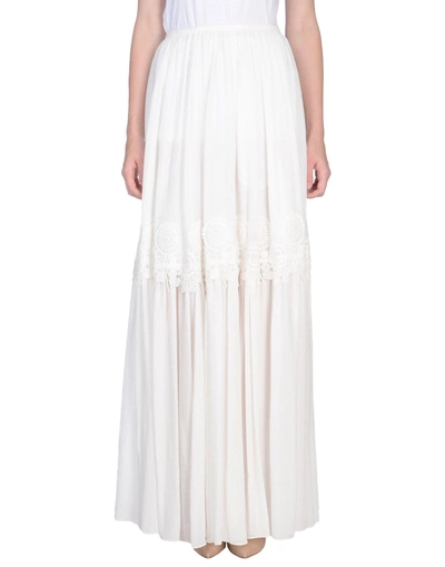 Shop Chloé Woman Maxi Skirt White Size 10 Silk