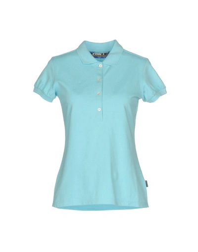 Shop K-way Polo Shirt In Sky Blue
